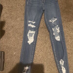 American Eagle Outfitters Ripped Blue Skinny Jeans